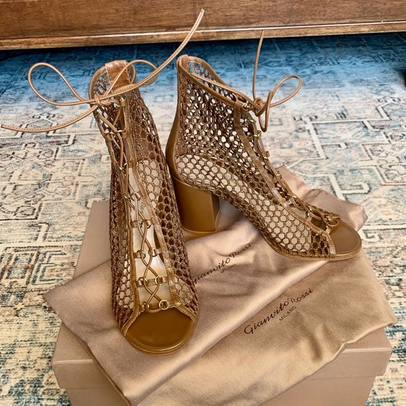 Gianvito Rossi Mesh Lace-Up Bootie - Picture 2 of 9